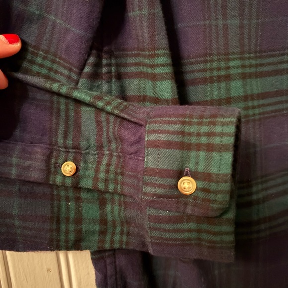 Vineyard Vines Boys Large 14/16 Navy Green Plaid Flannel Button Down Shirt - Picture 3 of 8